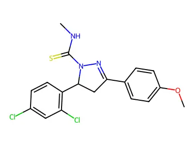 5-(2,4-dichlorophenyl)-3-(4-methoxyphenyl)-N-methyl-4,5-dihydro-1H-pyrazole-1-carbothioamide structure