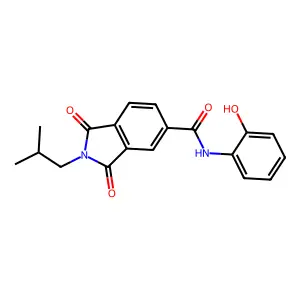 N-(2-hydroxyphenyl)-2-(2-methylpropyl)-1,3-dioxoisoindole-5-carboxamide structure
