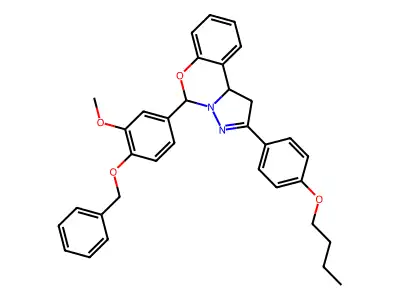 5-[4-(benzyloxy)-3-methoxyphenyl]-2-(4-butoxyphenyl)-1,10b-dihydropyrazolo[1,5-c][1,3]benzoxazine structure