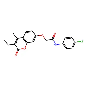 N-(4-chlorophenyl)-2-(3-ethyl-4-methyl-2-oxochromen-7-yl)oxyacetamide structure