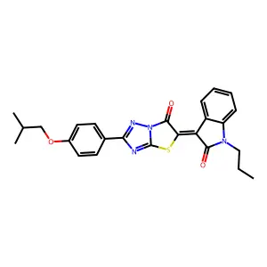 (3Z)-3-{2-[4-(2-methylpropoxy)phenyl]-6-oxo[1,3]thiazolo[3,2-b][1,2,4]triazol-5(6H)-ylidene}-1-propyl-1,3-dihydro-2H-indol-2-one structure