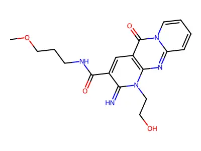 1-(2-hydroxyethyl)-2-imino-N-(3-methoxypropyl)-5-oxo-2,5-dihydro-1H-dipyrido[1,2-a:2',3'-d]pyrimidine-3-carboxamide structure