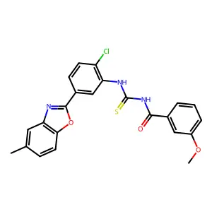 N-[[2-chloro-5-(5-methyl-1,3-benzoxazol-2-yl)phenyl]carbamothioyl]-3-methoxybenzamide structure