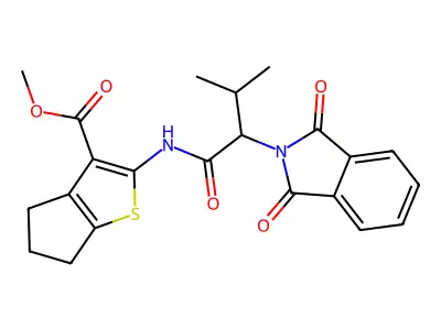 methyl 2-{[2-(1,3-dioxo-1,3-dihydro-2H-isoindol-2-yl)-3-methylbutanoyl]amino}-5,6-dihydro-4H-cyclopenta[b]thiophene-3-carboxylate structure