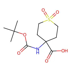 4-(((Tert-butoxy)carbonyl)amino)-1,1-dioxo-1lambda6-thiane-4-carboxylic acid structure