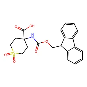 4-(9H-fluoren-9-ylmethoxycarbonylamino)-1,1-dioxothiane-4-carboxylic acid structure