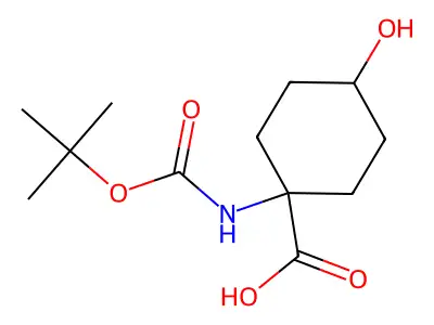 1-Amino-4-hydroxycylclohexane-1-carboxylic acid, N-BOC protected structure