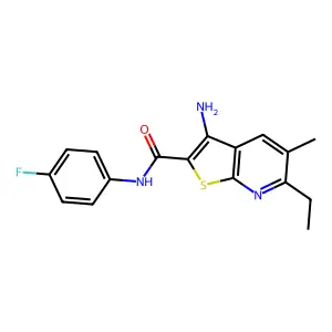 3-amino-6-ethyl-N-(4-fluorophenyl)-5-methylthieno[2,3-b]pyridine-2-carboxamide structure