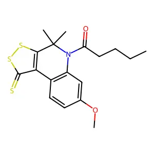1-(7-methoxy-4,4-dimethyl-1-thioxo-1,4-dihydro-5H-[1,2]dithiolo[3,4-c]quinolin-5-yl)pentan-1-one structure