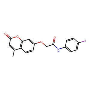 N-(4-iodophenyl)-2-(4-methyl-2-oxochromen-7-yl)oxyacetamide structure