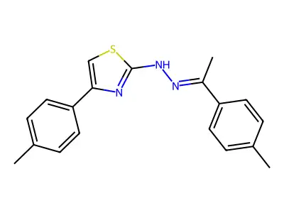 (1E)-1-(4-methylphenyl)ethanone [4-(4-methylphenyl)-1,3-thiazol-2-yl]hydrazone structure