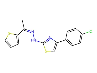 4-(4-chlorophenyl)-N-(1-thiophen-2-ylethylideneamino)-1,3-thiazol-2-amine structure