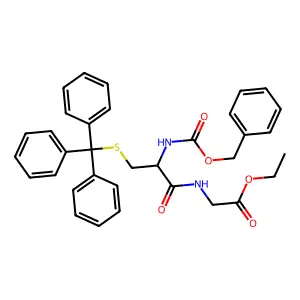 Ethyl 2-[[2-(phenylmethoxycarbonylamino)-3-tritylsulfanylpropanoyl]amino]acetate structure