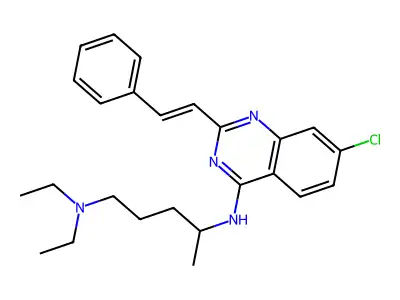 2-Styryl-4-(delta-diethylamino-alpha-methylbutylamino)-7-chloroquinazoline structure