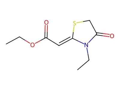Ethyl (3-ethyl-4-oxothiazolidin-2-ylidene)acetate structure