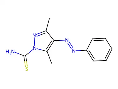 3,5-Dimethyl-4-(phenylazo)thiopyrazole-1-carboxamide structure