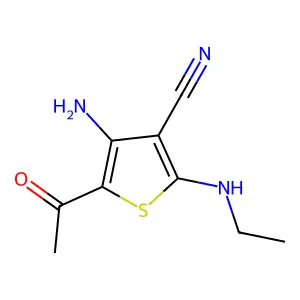 5-Acetyl-4-amino-2-(ethylamino)thiophene-3-carbonitrile structure