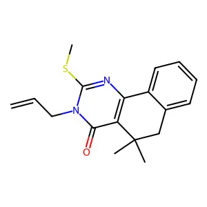 5,5-dimethyl-2-methylsulfanyl-3-prop-2-enyl-6H-benzo[h]quinazolin-4-one structure