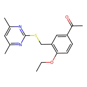 1-[3-[(4,6-Dimethylpyrimidin-2-yl)sulfanylmethyl]-4-ethoxyphenyl]ethanone structure