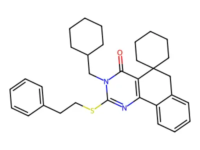 3-(cyclohexylmethyl)-2-(2-phenylethylsulfanyl)spiro[6H-benzo[h]quinazoline-5,1'-cyclohexane]-4-one structure