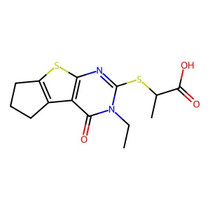 2-((3-ethyl-4-oxo-4,5,6,7-tetrahydro-3H-cyclopenta[4,5]thieno[2,3-d]pyrimidin-2-yl)thio)propanoic acid structure