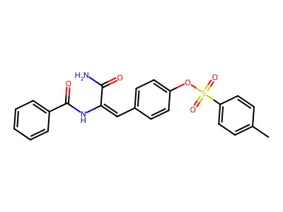 [4-[(E)-3-amino-2-benzamido-3-oxoprop-1-enyl]phenyl] 4-methylbenzenesulfonate structure