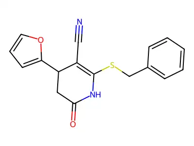 6-benzylsulfanyl-4-(furan-2-yl)-2-oxo-3,4-dihydro-1H-pyridine-5-carbonitrile structure