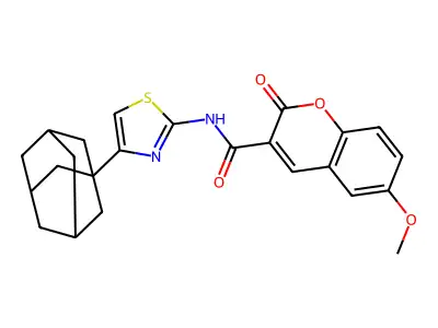 N-[4-(1-adamantyl)-1,3-thiazol-2-yl]-6-methoxy-2-oxochromene-3-carboxamide structure