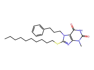 8-Decylsulfanyl-3-methyl-7-(3-phenylpropyl)purine-2,6-dione structure