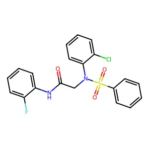 2-[N-(benzenesulfonyl)-2-chloroanilino]-N-(2-fluorophenyl)acetamide structure