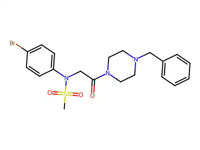 N-[2-(4-benzylpiperazin-1-yl)-2-oxoethyl]-N-(4-bromophenyl)methanesulfonamide structure