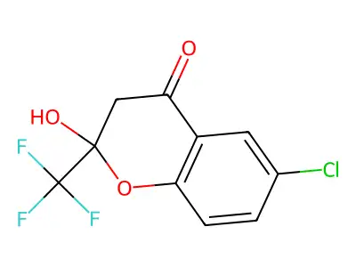 6-chloro-2-hydroxy-2-(trifluoromethyl)-3H-chromen-4-one structure