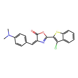 (4E)-2-(3-chloro-1-benzothiophen-2-yl)-4-[4-(dimethylamino)benzylidene]-1,3-oxazol-5(4H)-one structure