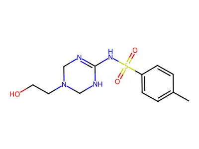 N-[5-(2-hydroxyethyl)-1,4,5,6-tetrahydro-1,3,5-triazin-2-yl]-4-methylbenzenesulfonamide structure