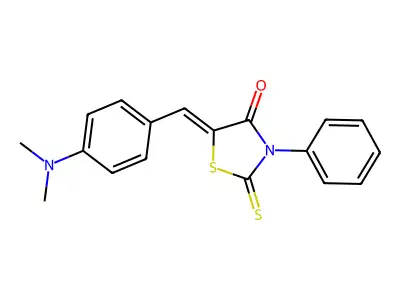 5-[(4-dimethylaminophenyl)methylidene]-3-phenyl-2-sulfanylidene-1,3-thiazolidin-4-one structure