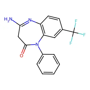 2H-(1,5)-Benzodiazepin-2-one, 1,3-dihydro-4-amino-1-phenyl-8-(trifluoromethyl)- structure