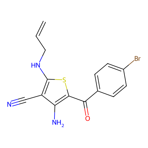 2-(allylamino)-4-amino-5-(4-bromobenzoyl)-3-thiophenecarbonitrile structure