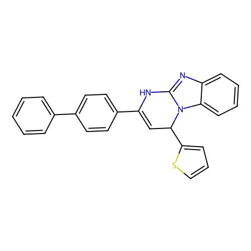 2-(Biphenyl-4-yl)-4-(thiophen-2-yl)-1,4-dihydropyrimido[1,2-a]benzimidazole structure