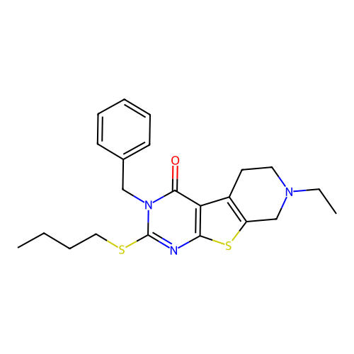 3-benzyl-2-(butylsulfanyl)-7-ethyl-5,6,7,8-tetrahydropyrido[4',3':4,5]thieno[2,3-d]pyrimidin-4(3H)-one structure