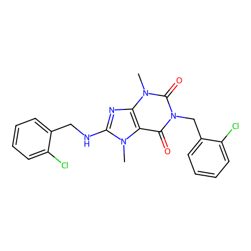 1-(2-chlorobenzyl)-8-((2-chlorobenzyl)amino)-3,7-dimethyl-1H-purine-2,6(3H,7H)-dione structure