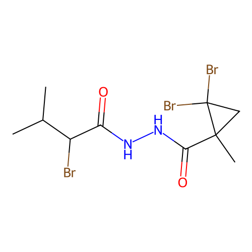 2,2-dibromo-N'-(2-bromo-3-methylbutanoyl)-1-methylcyclopropanecarbohydrazide structure