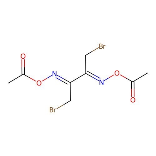 (2Z,3Z)-1,4-dibromobutane-2,3-dione O,O-diacetyl dioxime structure
