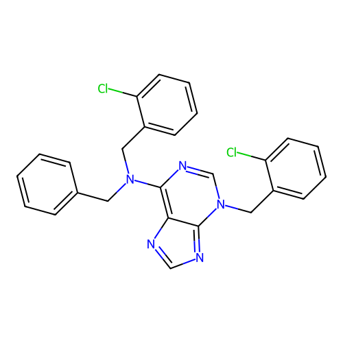 N-benzyl-N,3-bis(2-chlorobenzyl)-3H-purin-6-amine structure