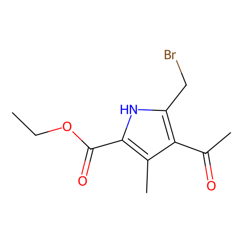 ethyl 4-acetyl-5-(bromomethyl)-3-methyl-1H-pyrrole-2-carboxylate structure