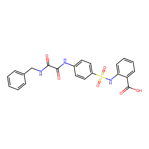 2-{[(4-{[(Benzylamino)(oxo)acetyl]amino}phenyl)sulfonyl]amino}benzoic acid structure