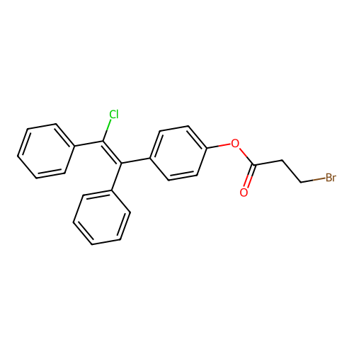 (Z)-4-(2-chloro-1,2-diphenylvinyl)phenyl 3-bromopropanoate structure