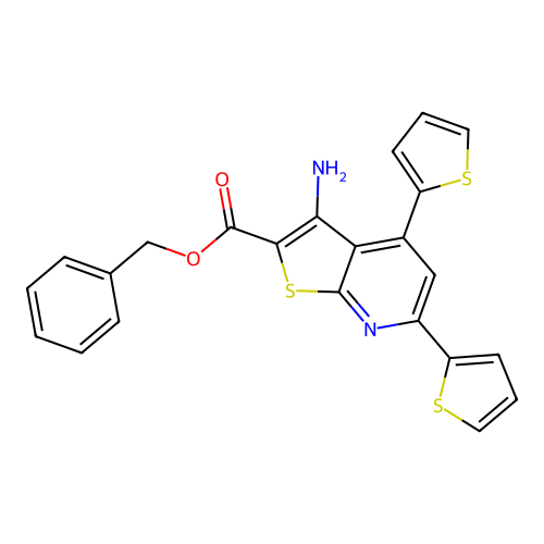 Benzyl 3-amino-4,6-di(thiophen-2-yl)thieno[2,3-b]pyridine-2-carboxylate structure