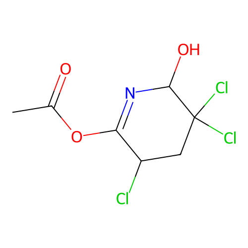 3,5,5-Trichloro-6-hydroxy-3,4,5,6-tetrahydropyridin-2-yl acetate structure