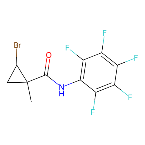 2-bromo-1-methyl-N-(pentafluorophenyl)cyclopropanecarboxamide structure
