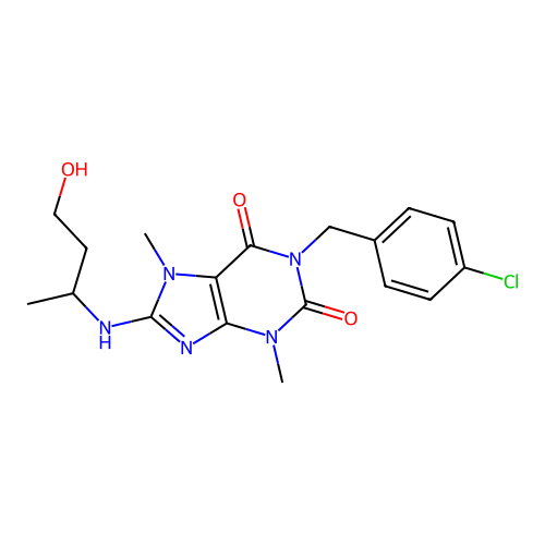 1-(4-chlorobenzyl)-8-[(4-hydroxybutan-2-yl)amino]-3,7-dimethyl-3,7-dihydro-1H-purine-2,6-dione structure